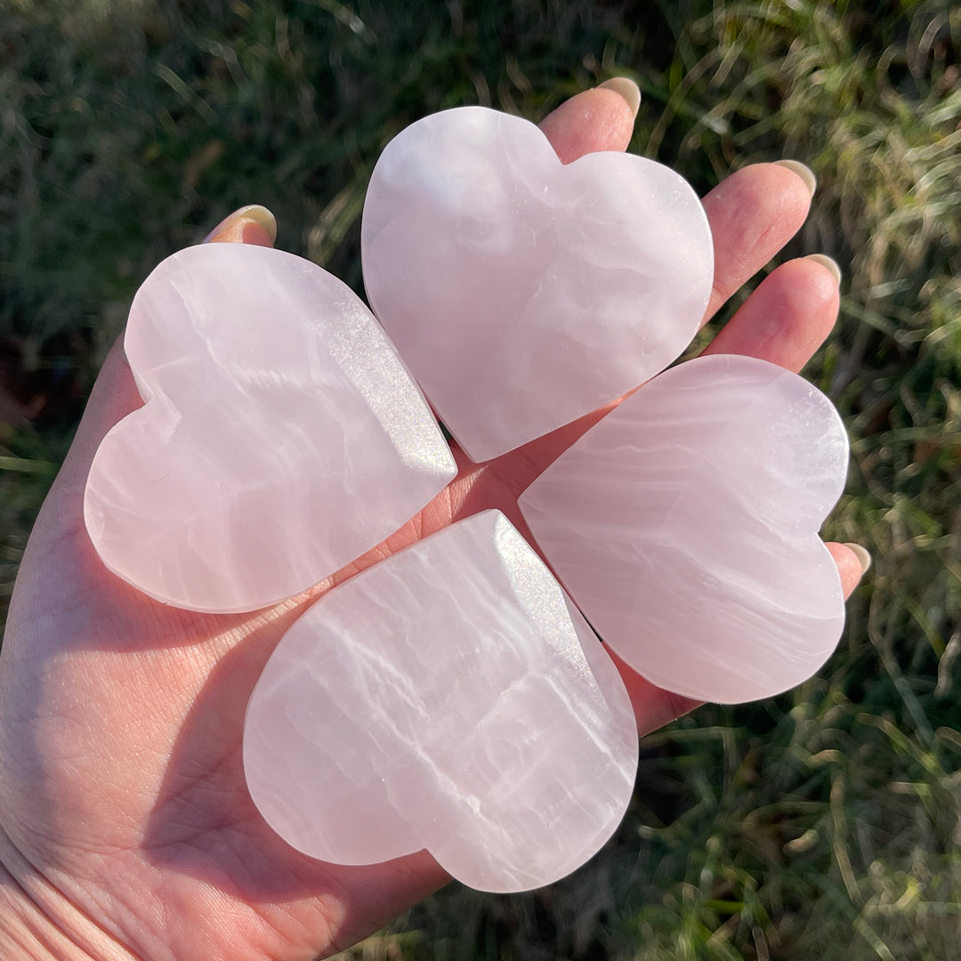 Natural Crystal Carving Pink Calcite Heart