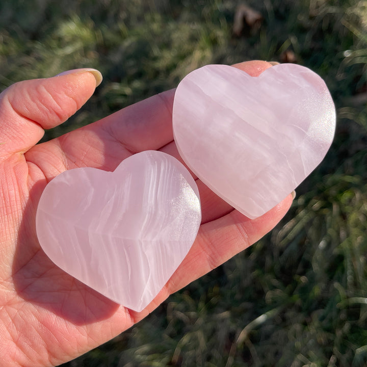 Natural Crystal Carving Pink Calcite Heart
