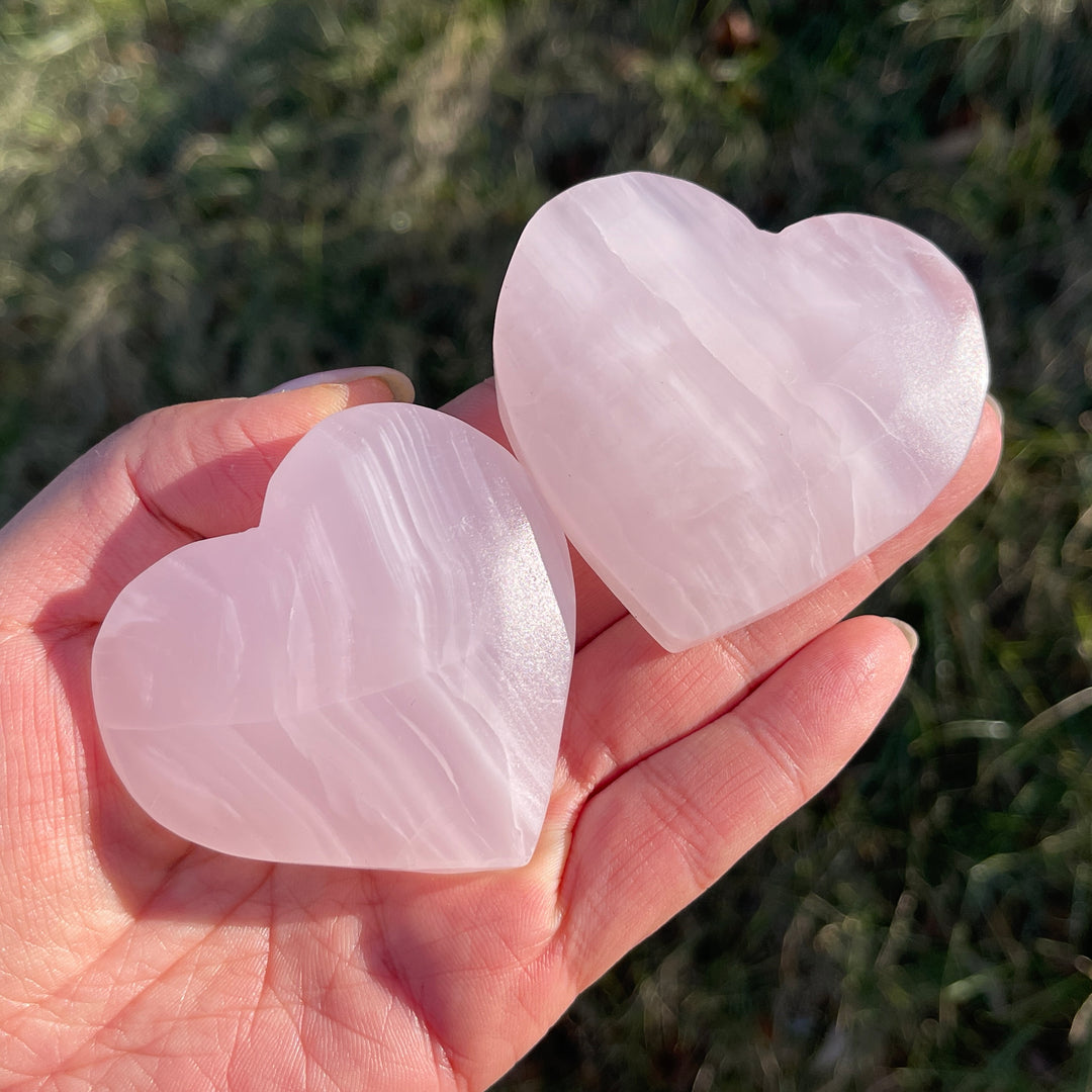 Natural Crystal Carving Pink Calcite Heart
