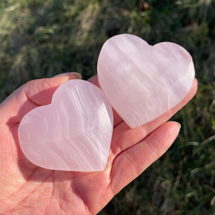 Natural Crystal Carving Pink Calcite Heart