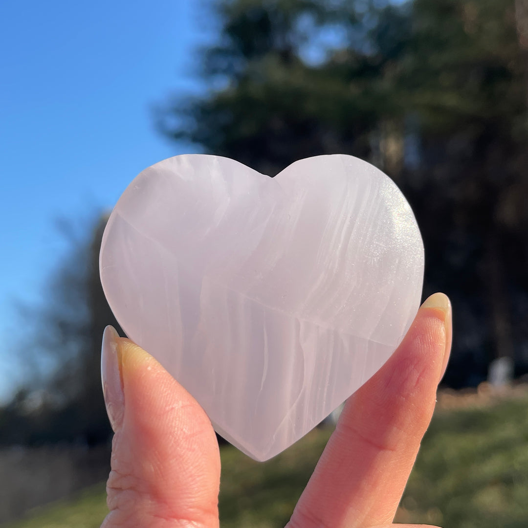 Natural Crystal Carving Pink Calcite Heart