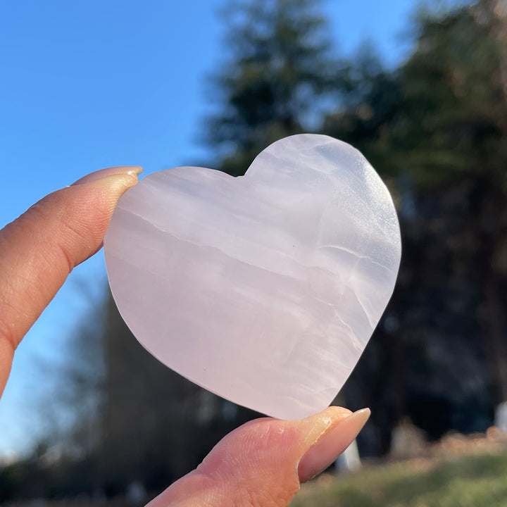 Natural Crystal Carving Pink Calcite Heart