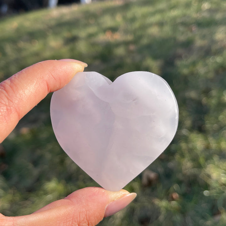 Natural Crystal Carving Pink Calcite Heart