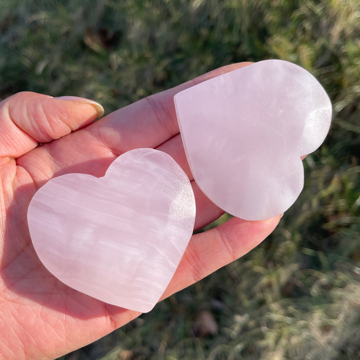 Natural Crystal Carving Pink Calcite Heart