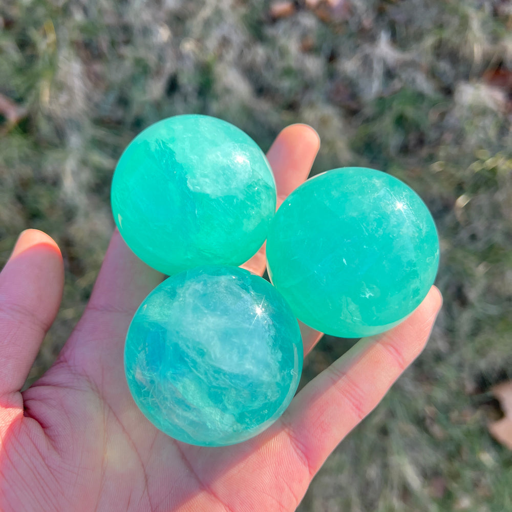 Natural Crystal Neon Blue Fluorite Sphere