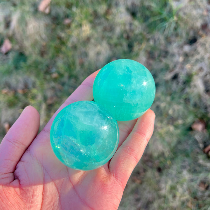 Natural Crystal Neon Blue Fluorite Sphere
