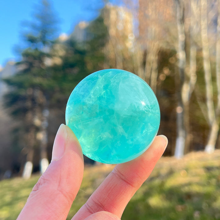 Natural Crystal Neon Blue Fluorite Sphere