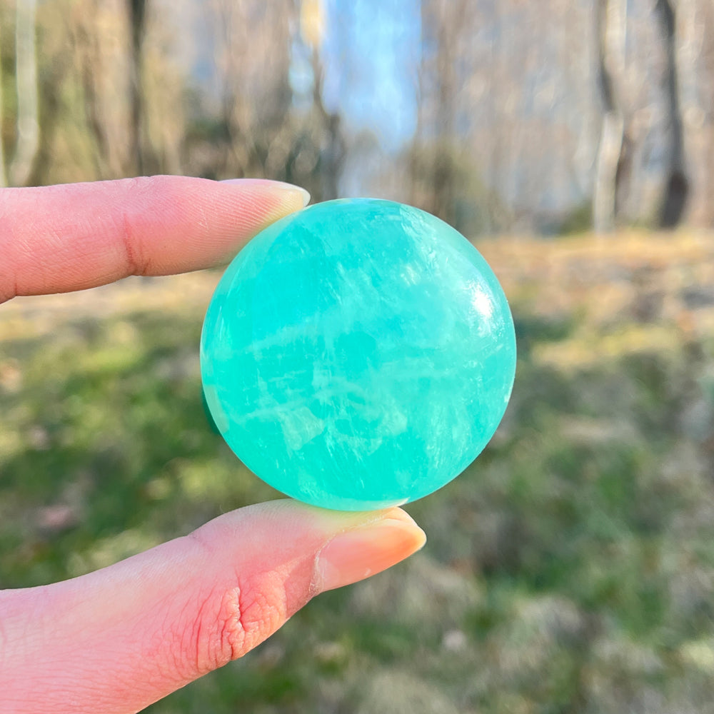 Natural Crystal Neon Blue Fluorite Sphere