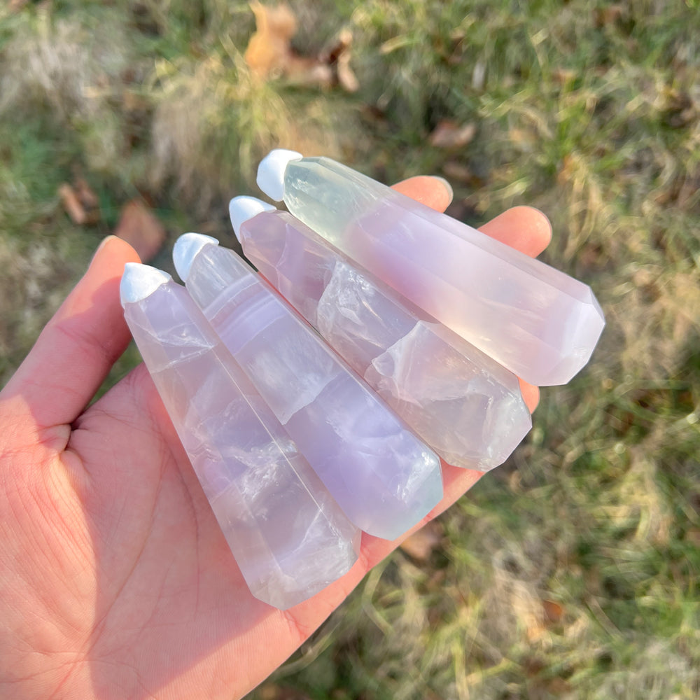 Natural Crystal Lavender Fluorite Obelisk Point