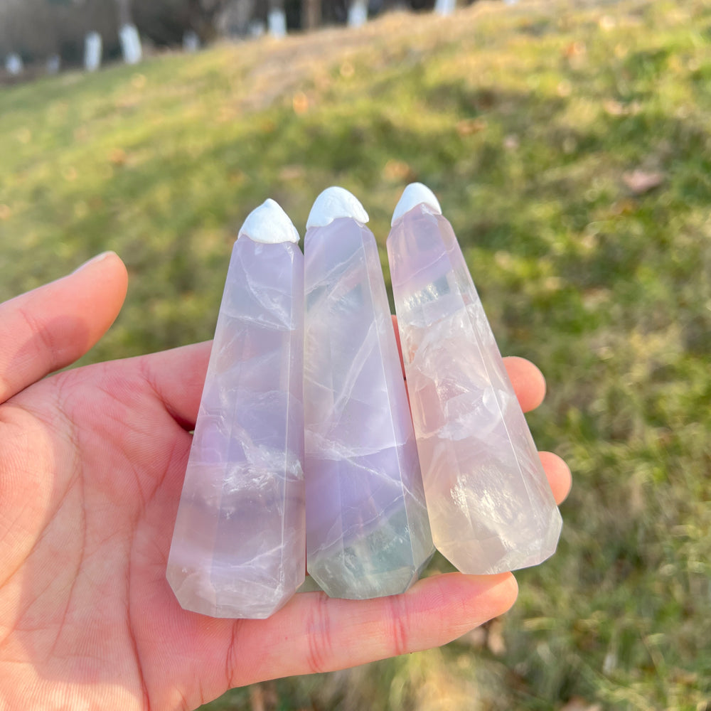 Natural Crystal Lavender Fluorite Obelisk Point