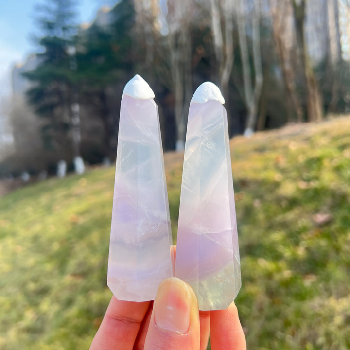 Natural Crystal Lavender Fluorite Obelisk Point