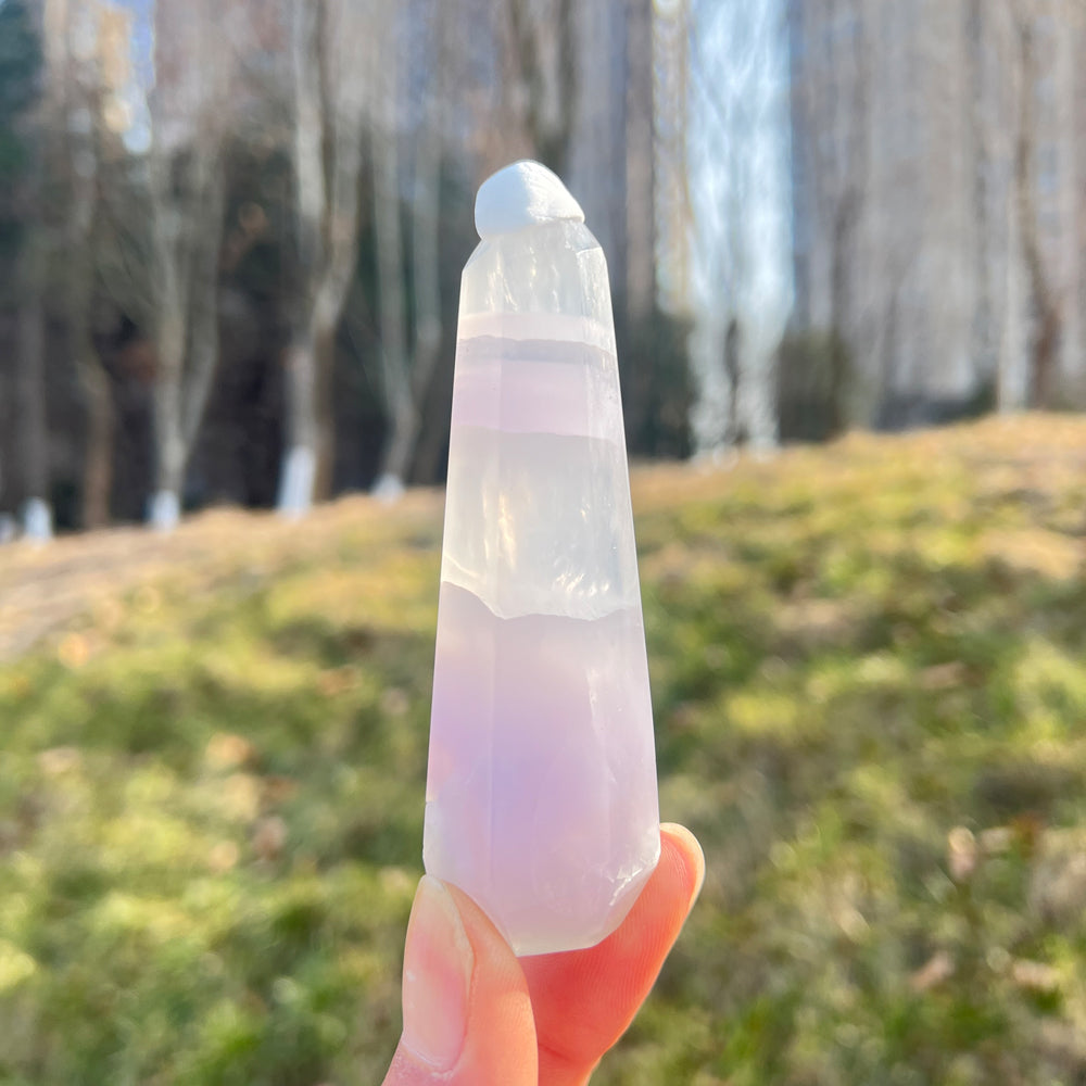 Natural Crystal Lavender Fluorite Obelisk Point