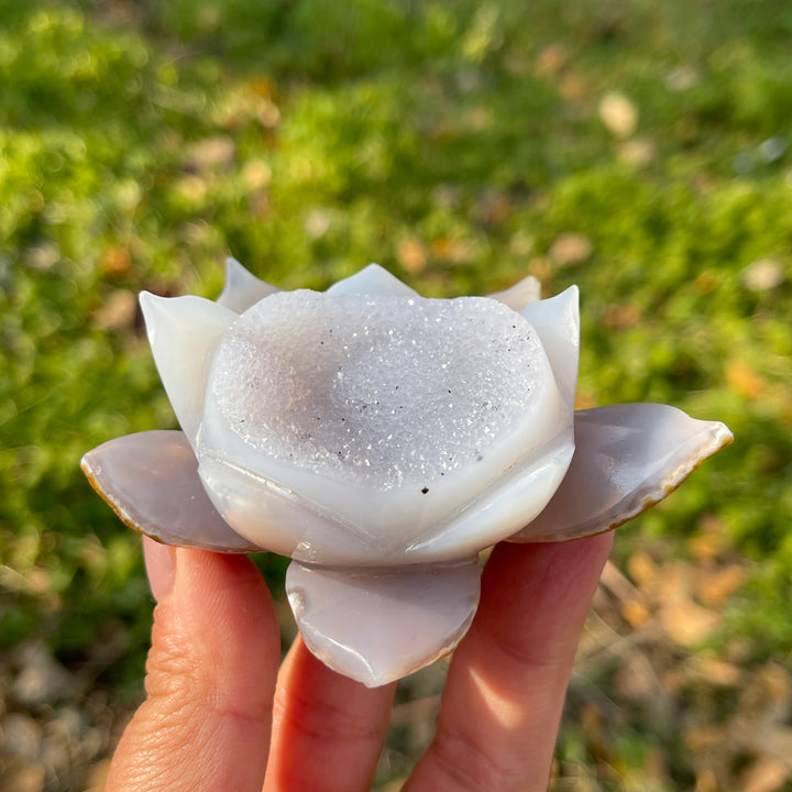Unique,Natural Crystal Agate Geode Lotus