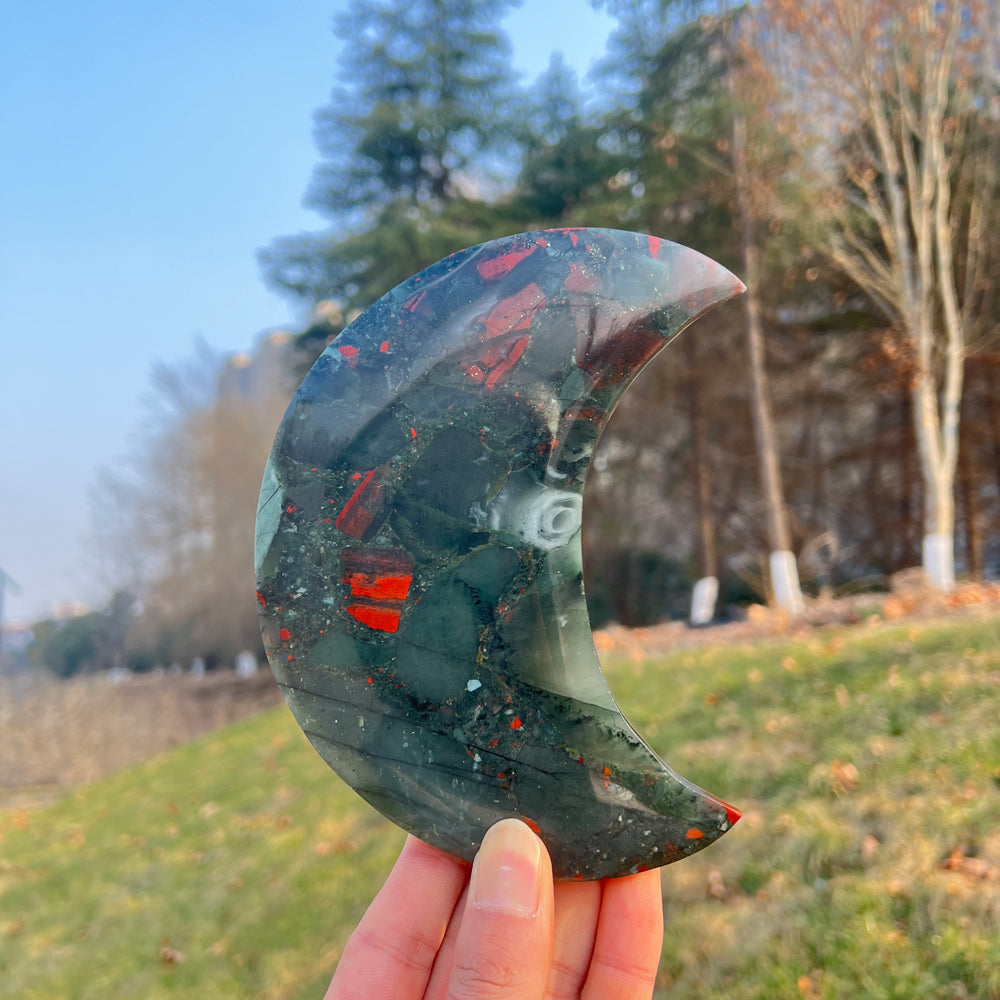 Unique,Natural Crystal African Bloodstone Moon