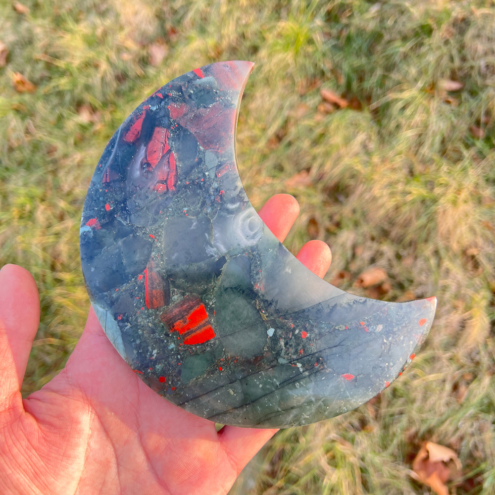 Unique,Natural Crystal African Bloodstone Moon