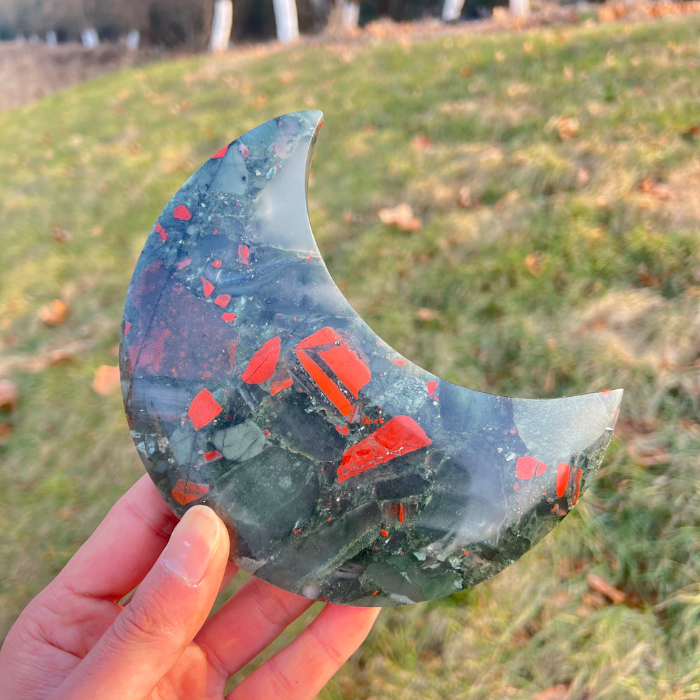 Unique,Natural Crystal African Bloodstone Moon