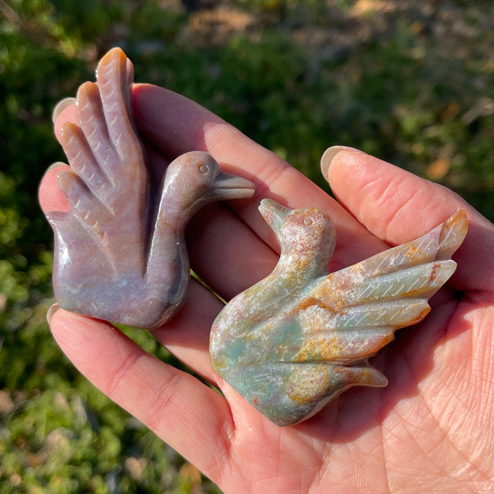 Natural Crystal Carving Ocean Jasper Swan