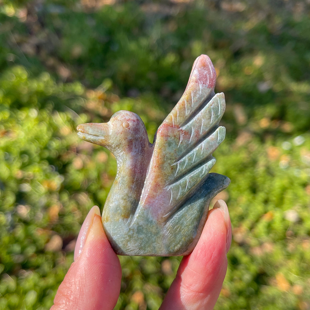 Natural Crystal Carving Ocean Jasper Swan