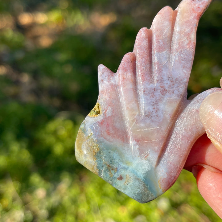 Natural Crystal Carving Ocean Jasper Swan