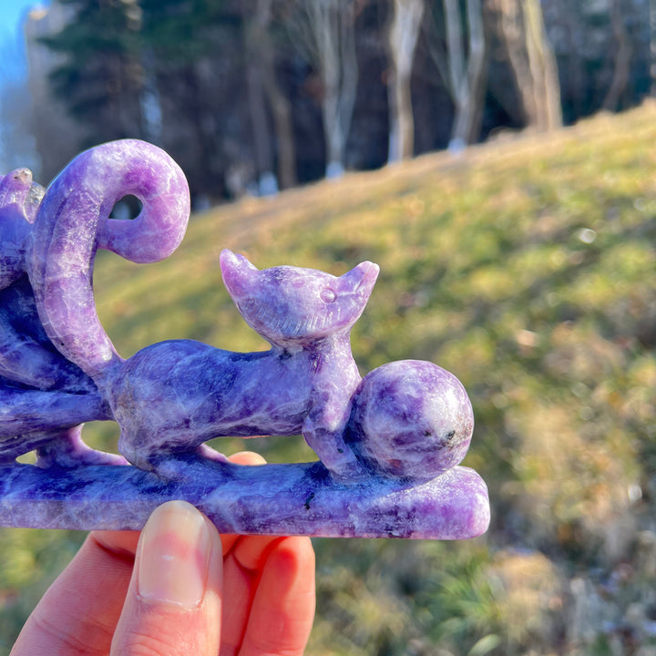 Natural Crystal Carving Lepidolite Nine-Tailed Fox