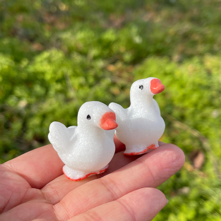 Natural Crystal Carving White Jade Goose