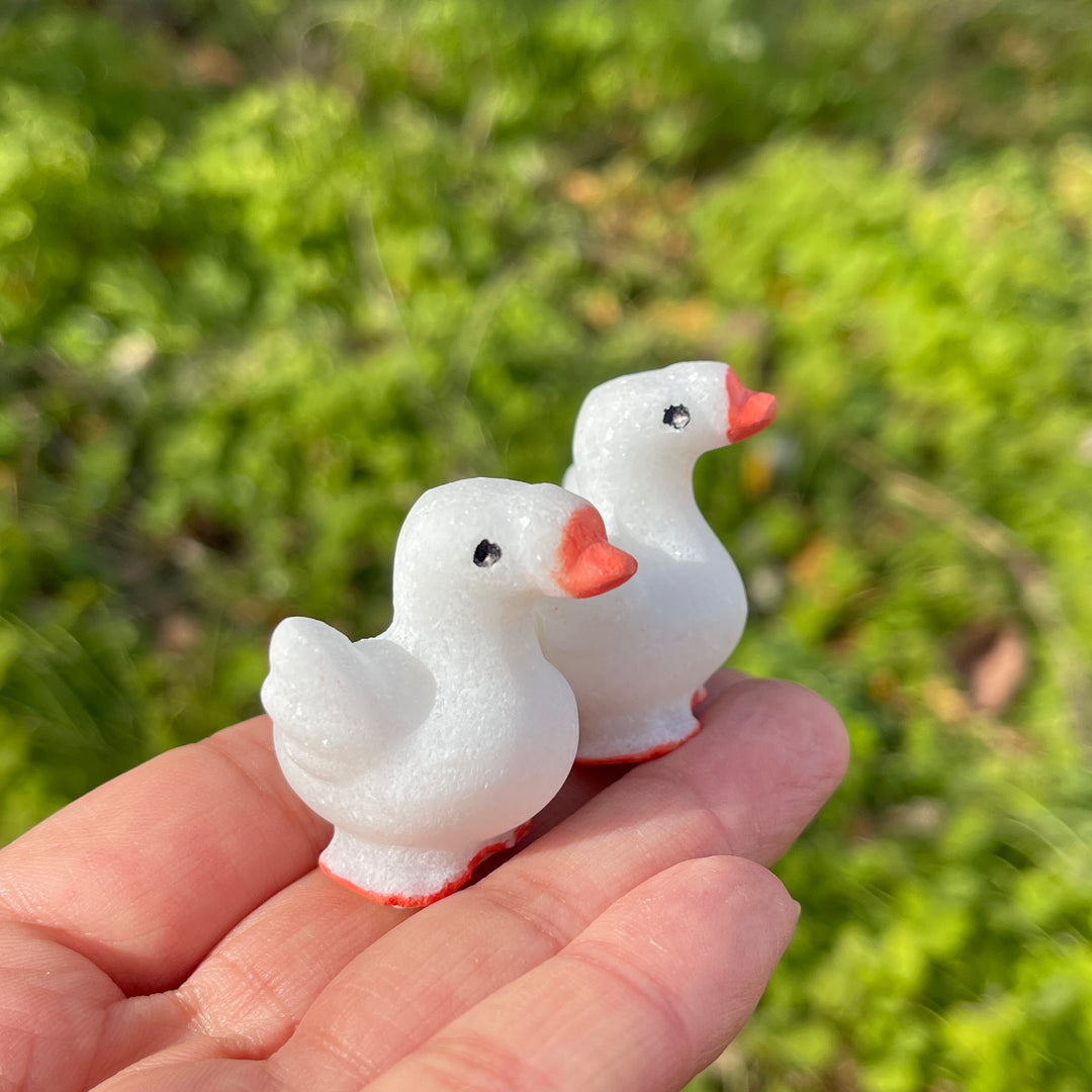 Natural Crystal Carving White Jade Goose