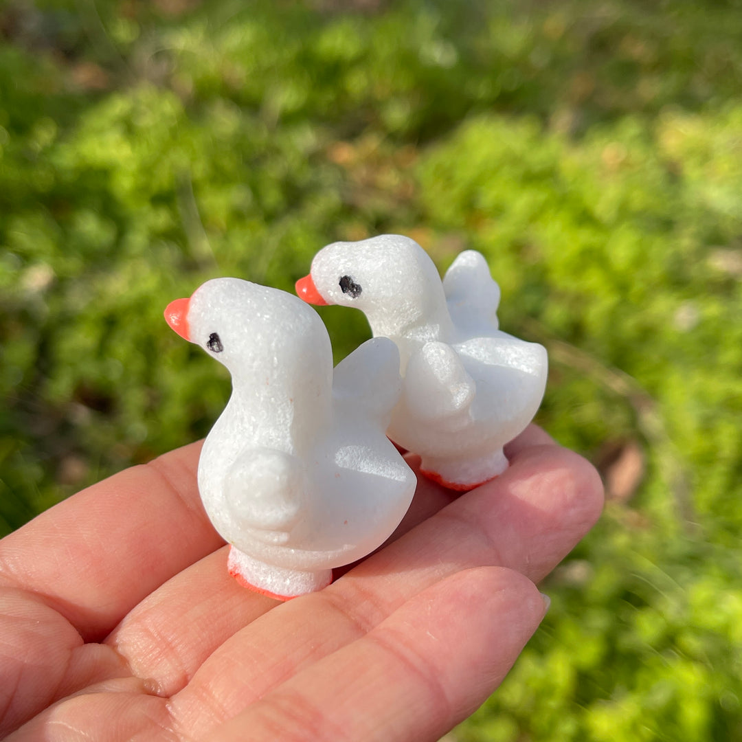 Natural Crystal Carving White Jade Goose