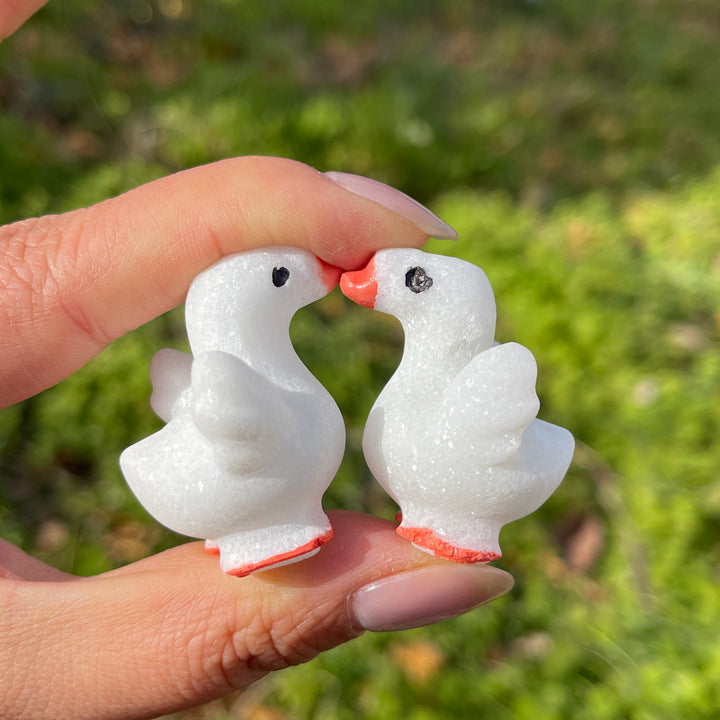 Natural Crystal Carving White Jade Goose