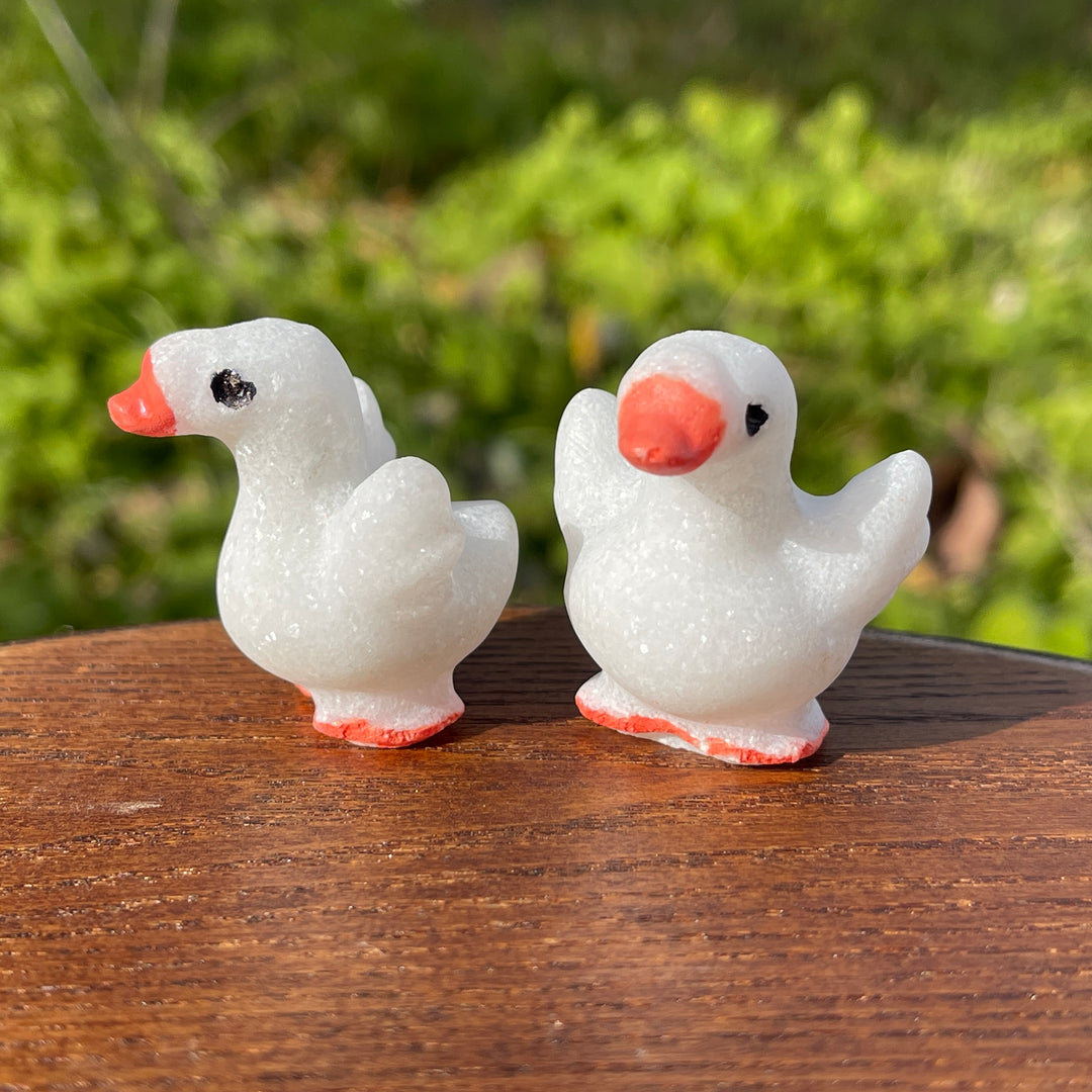 Natural Crystal Carving White Jade Goose