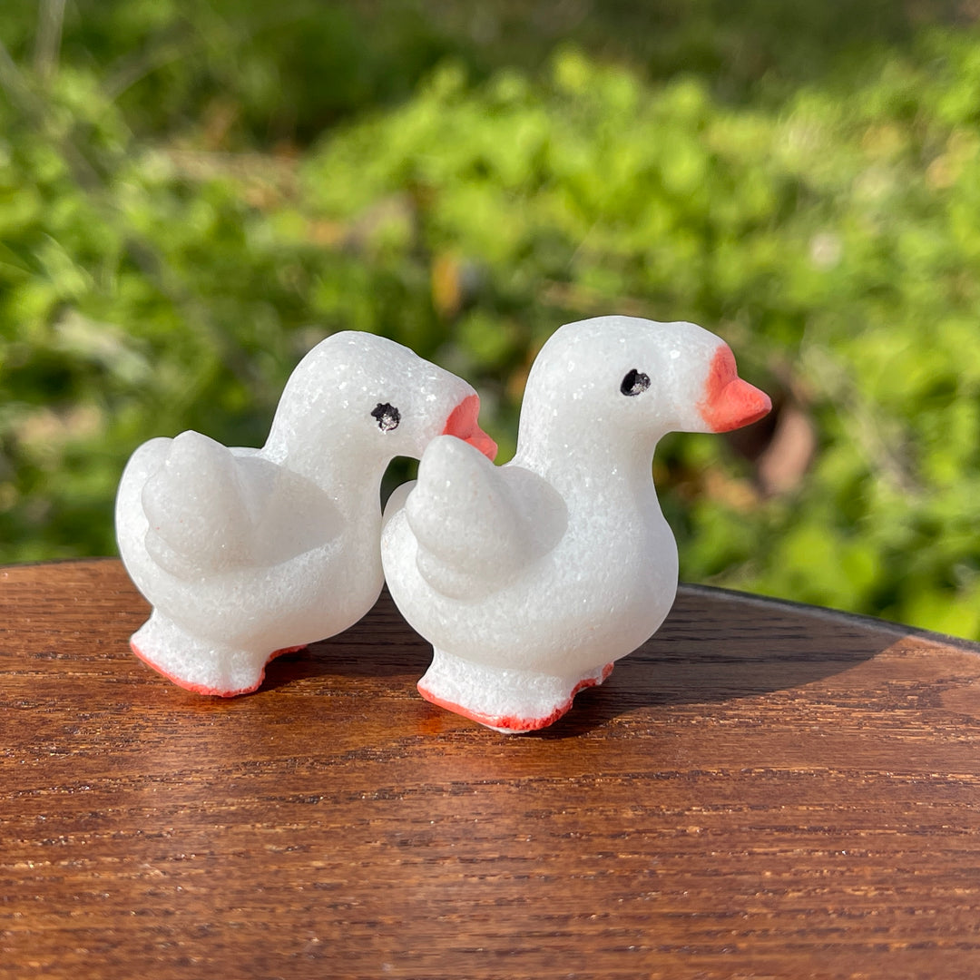 Natural Crystal Carving White Jade Goose