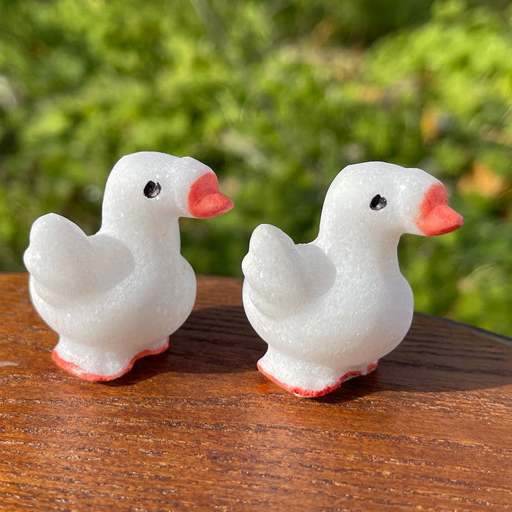 Natural Crystal Carving White Jade Goose