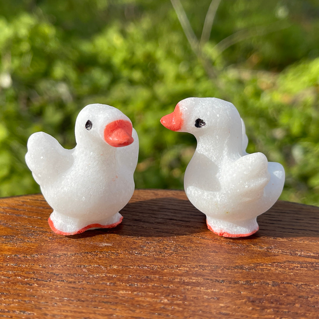 Natural Crystal Carving White Jade Goose
