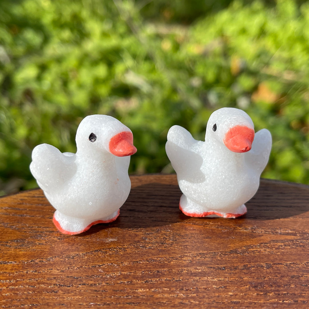 Natural Crystal Carving White Jade Goose