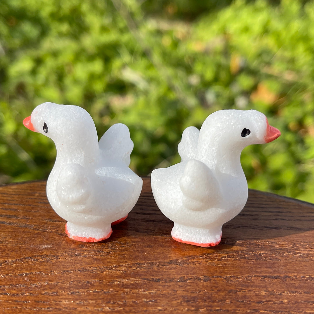 Natural Crystal Carving White Jade Goose