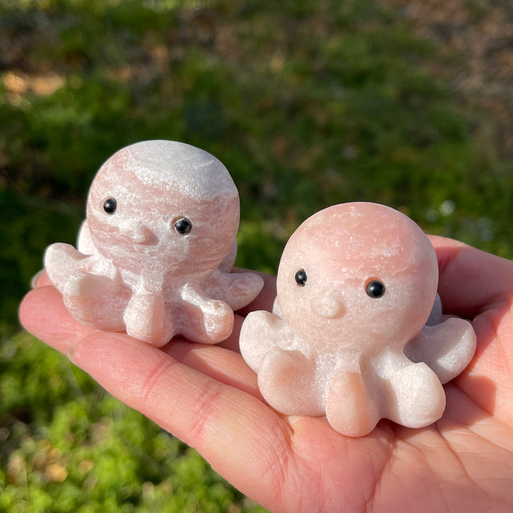 Natural Crystal Carving Pink Opal Baby Octopus