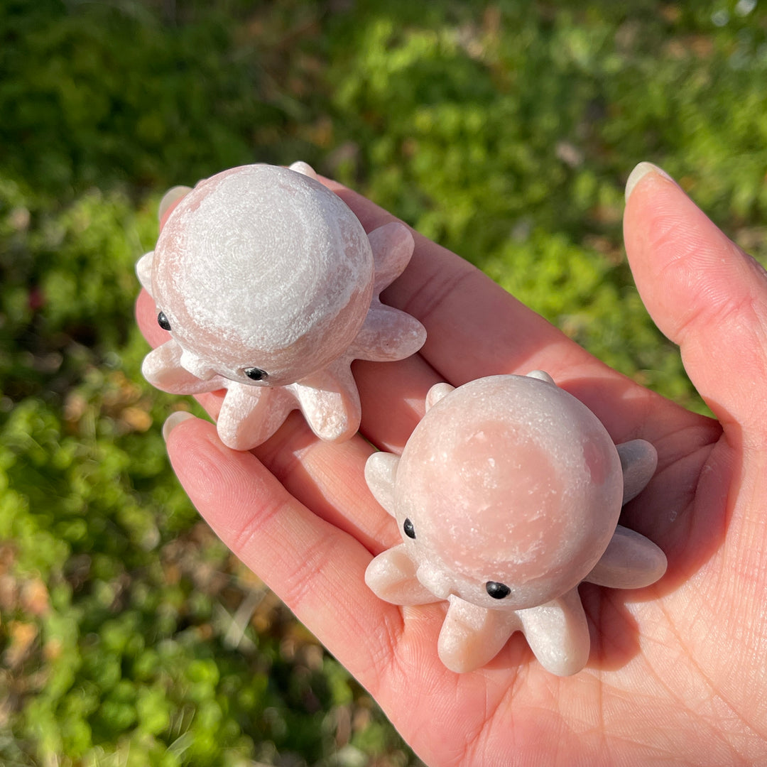 Natural Crystal Carving Pink Opal Baby Octopus