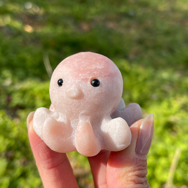 Natural Crystal Carving Pink Opal Baby Octopus
