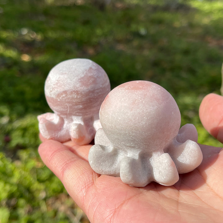Natural Crystal Carving Pink Opal Baby Octopus