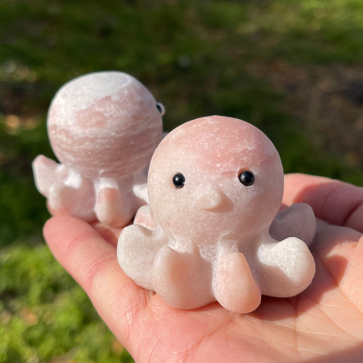 Natural Crystal Carving Pink Opal Baby Octopus