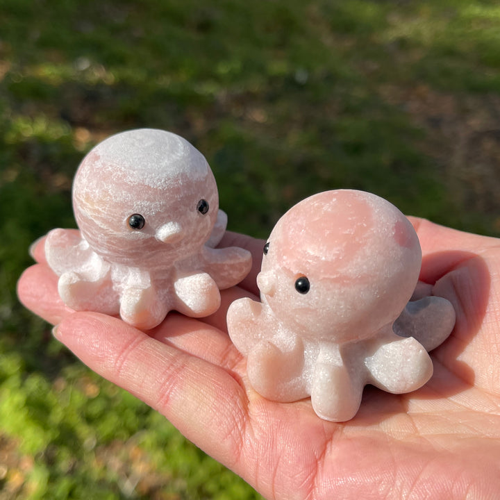 Natural Crystal Carving Pink Opal Baby Octopus