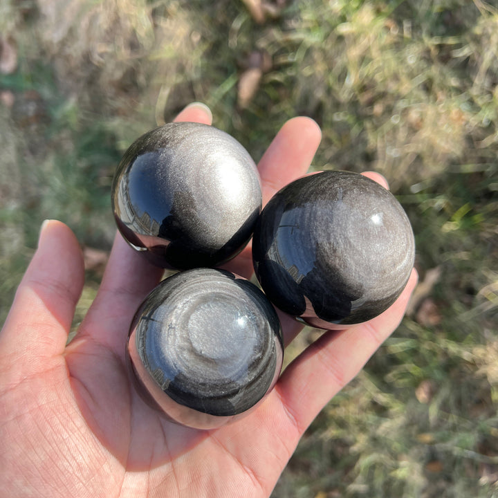 Silver Obsidian Sphere