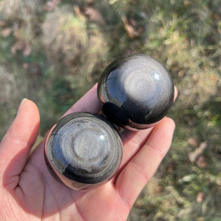 Silver Obsidian Sphere