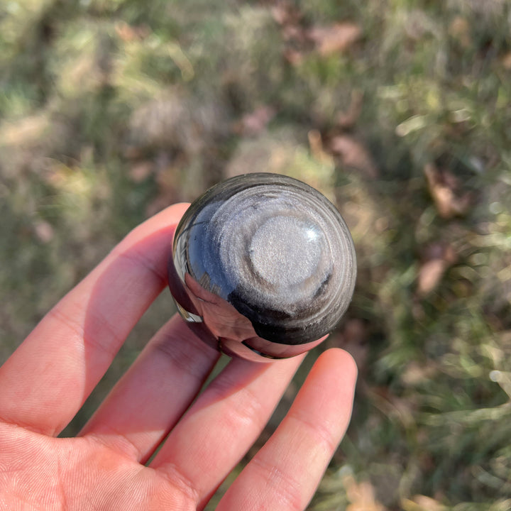 Silver Obsidian Sphere
