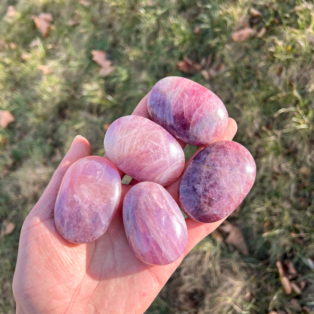 Natural Lavender Rose Quartz Palm Stone