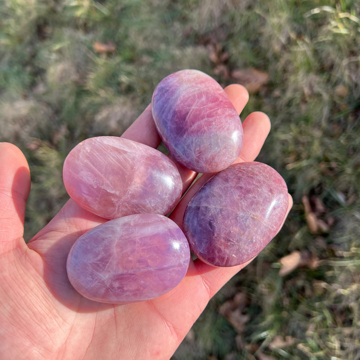 Natural Lavender Rose Quartz Palm Stone
