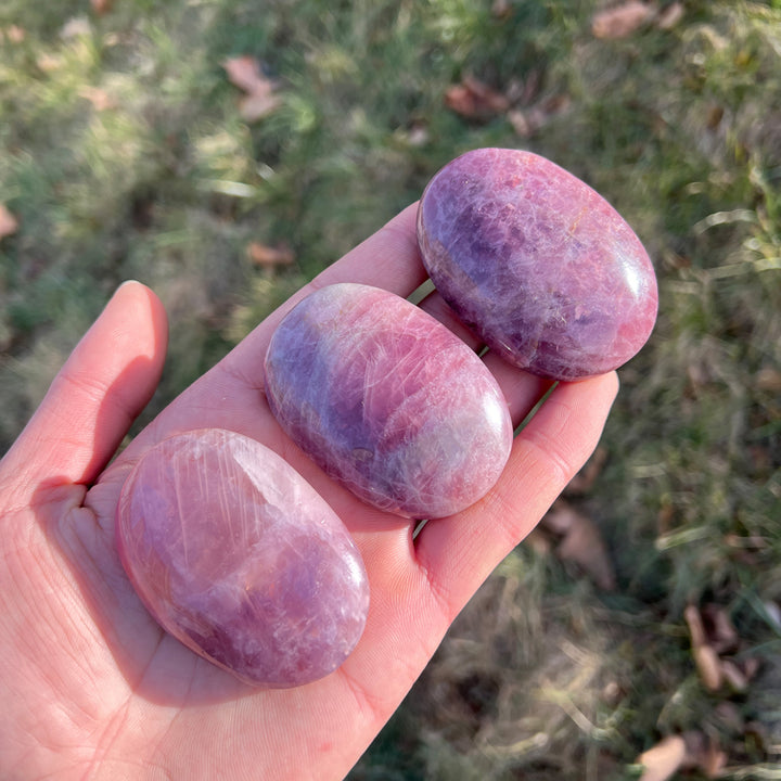 Natural Lavender Rose Quartz Palm Stone