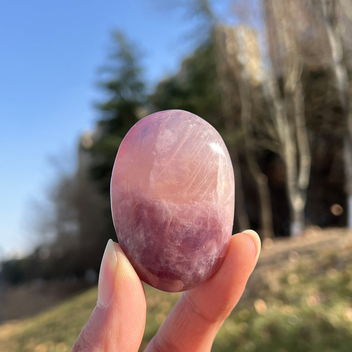 Natural Lavender Rose Quartz Palm Stone