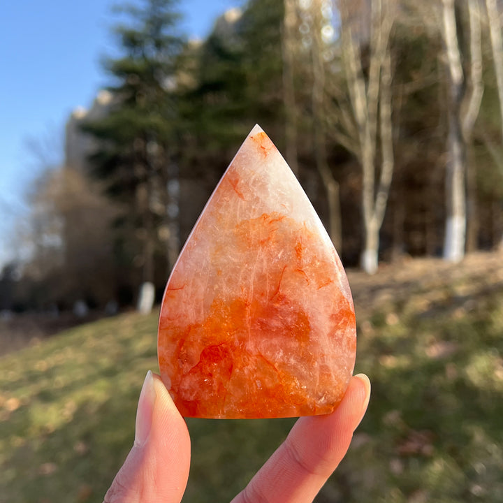Natural Crystal Fire Quartz Teardrop