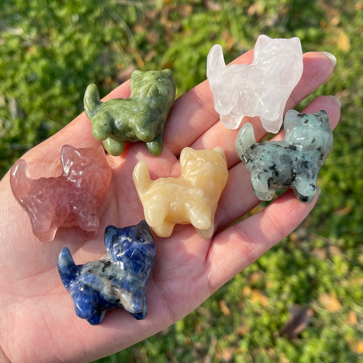 Natural Crystal Carving Mini Cat