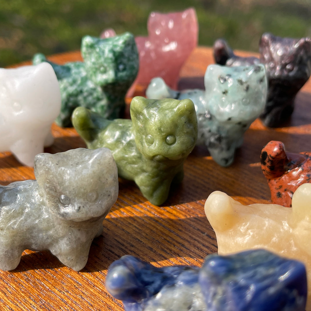 Natural Crystal Carving Mini Cat